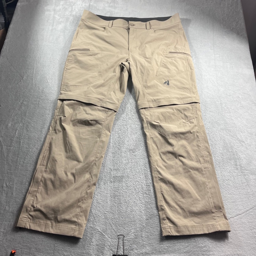 Eddie Bauer First Ascent Convertible Hiking Pants Mens 40x32 Tan Khaki Zip Off